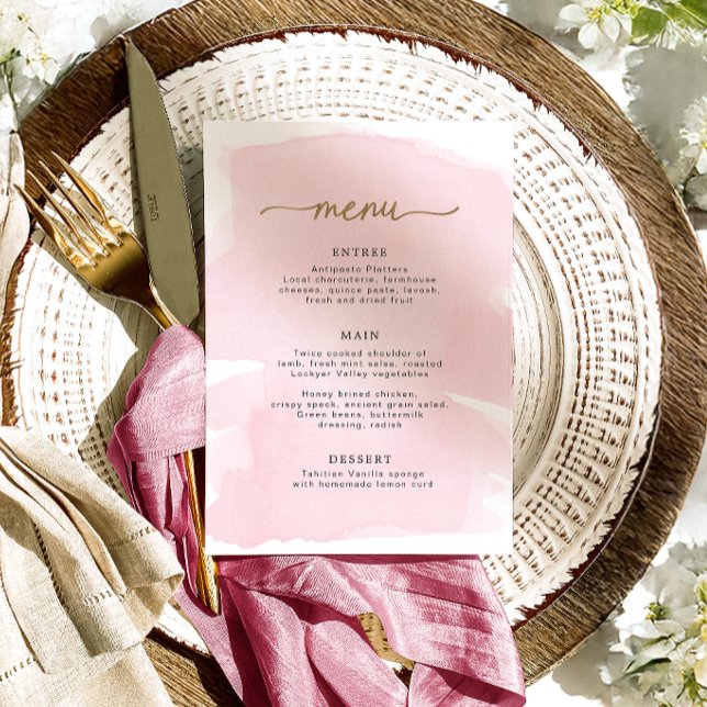 Pink Watercolor Gold Menu (Creator Uploaded)