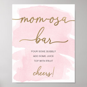 Pink Watercolor Gold Mum-osa Bar Sign