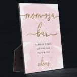 Pink Watercolor Gold Mum-osa Bar Sign Plaque<br><div class="desc">The mimosa bar sign features a timeless watercolor design and a faux gold foil heading. The script text heading is an image that cannot be edited. The heading image can be resized to fit any poster size. All of the other text is fully editable. For more advanced customisation of this...</div>