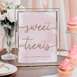 Pink Watercolor Gold Sweet Treats Sign