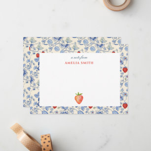 Pink watercolor Grandmillennial Strawberry Pastel Card