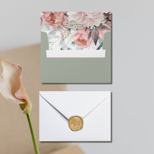 Pink Watercolor Greenery Wedding Envelope
