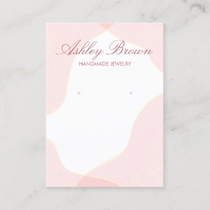 Pink Watercolor Handmade Earring Jewellery Display Business Card