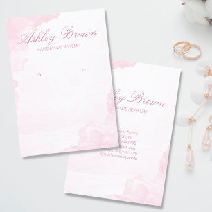 Pink Watercolor Handmade Jewellery Earring Display Business Card