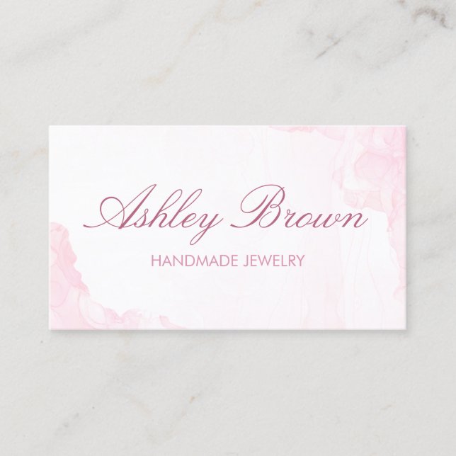 Pink Watercolor Handmade Jewellery Necklace Earrin Business Card (Front)