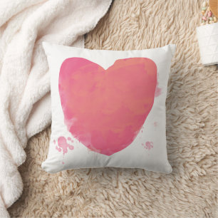 Pink Watercolor Heart Cushion