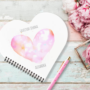 Pink Watercolor Heart Custom Gratitude Journal