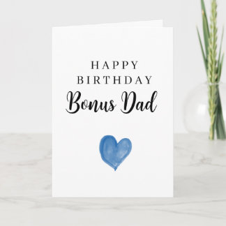 Pink Watercolor Heart Happy Birthday Bonus Dad Card