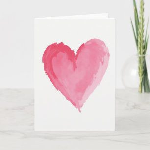 Pink Watercolor Heart Love Card