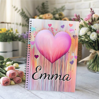 Pink Watercolor Heart Love Flows  Notebook