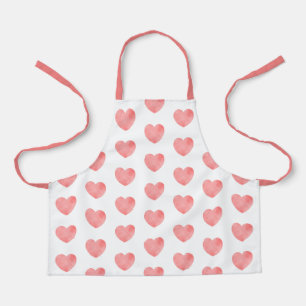 Pink watercolor heart pattern apron
