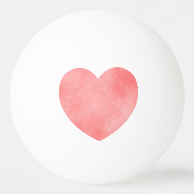 Pink watercolor heart pattern ping pong ball (Front)