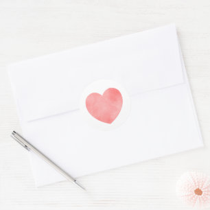 Pink watercolor heart, sweet romantic design classic round sticker