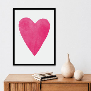 Pink Watercolor Heart Valentine's Day Art Print