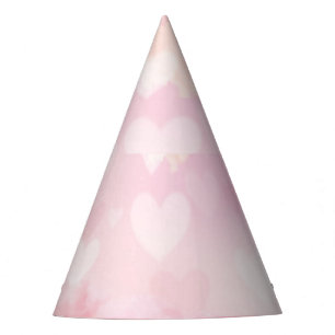Pink Watercolor Hearts Background – Romantic Love  Party Hat