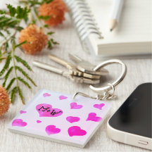 Pink watercolor hearts Custom Couple name initials