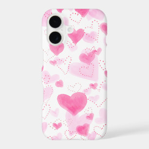 Pink Watercolor Hearts Phone Case