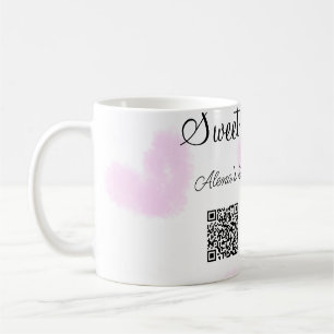 Pink watercolor hearts QR Sweet sixteen birthday Coffee Mug