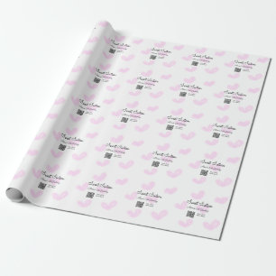 Pink watercolor hearts QR Sweet sixteen birthday Wrapping Paper