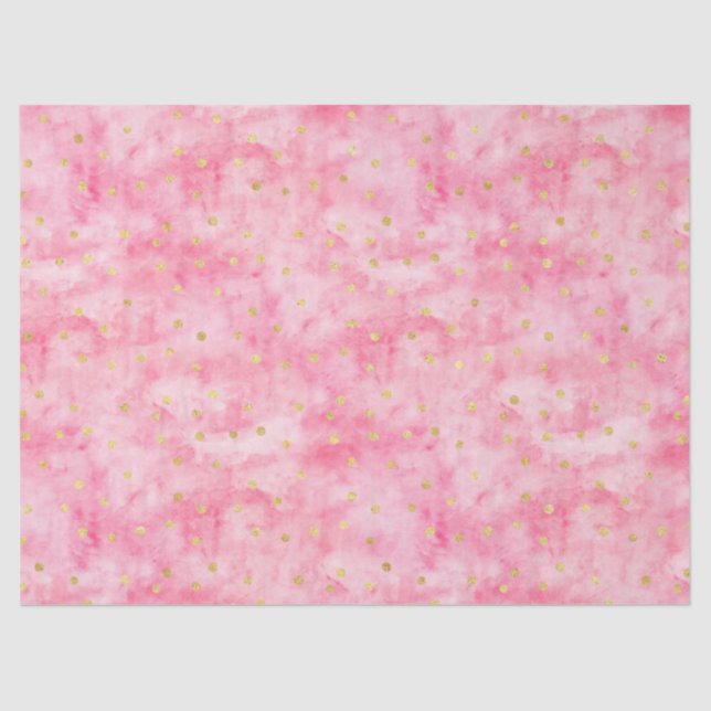 Pink Watercolor Hello Beautiful Gold Confetti Tissue Paper (Front)