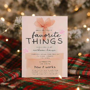 Pink Watercolor Holiday Favourite Things Party  Invitation
