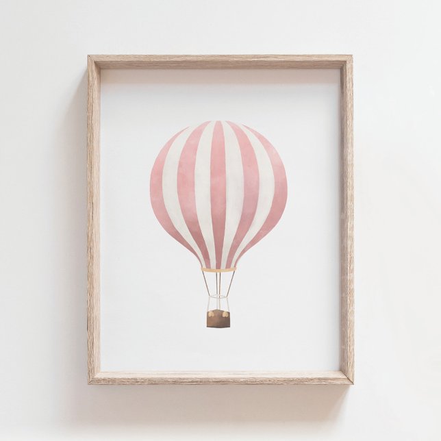 Pink Watercolor Hot Air Balloon Nursery Poster (Creator Uploaded)