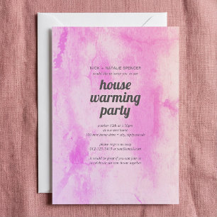 Pink watercolor House warming party invitation