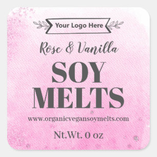 Pink Watercolor Ink Soy Wax Melt Labels