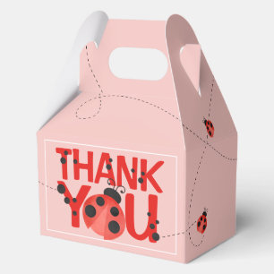 Pink Watercolor Ladybug Thank You Favour Box