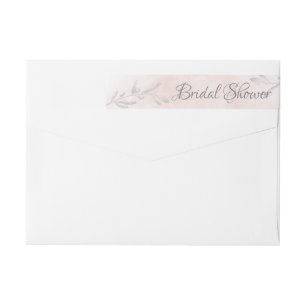 Pink Watercolor Leaf Floral Bridal Shower label