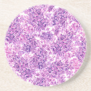 Pink watercolor lilac flowers coaster
