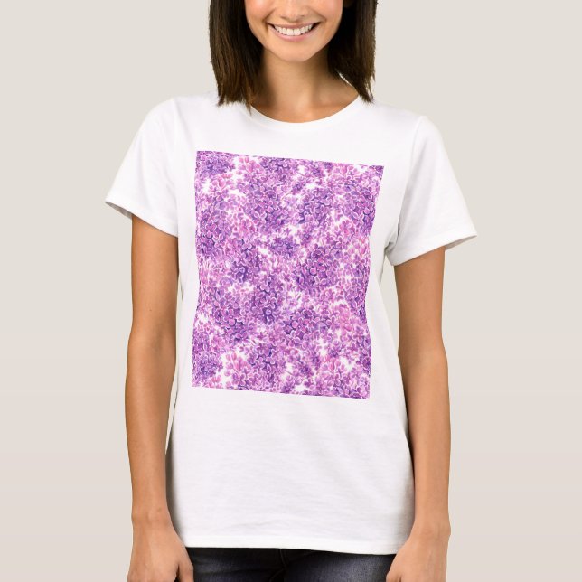 Pink watercolor lilac flowers T-Shirt (Front)