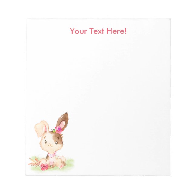 Pink Watercolor Little Bunny Notepad (Front)
