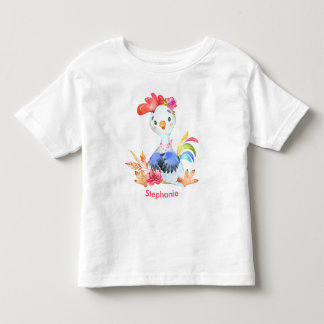 Pink Watercolor Little Rooster Toddler T-Shirt