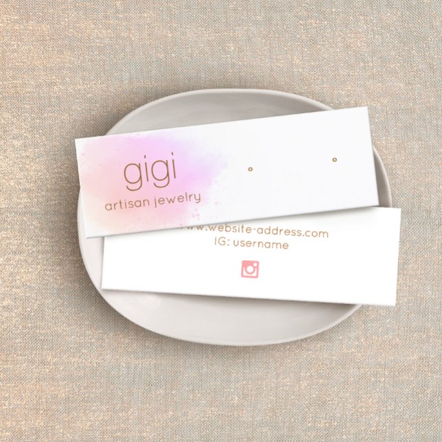  Pink Watercolor Logo Stud Earring Display  Mini Business Card (Creator Uploaded)