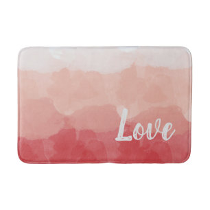 Pink Watercolor Love Bath Mat