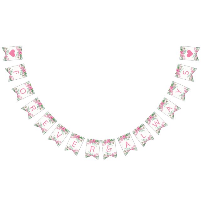 Pink Watercolor Love Blossoms Wedding Forever Bunting (All)