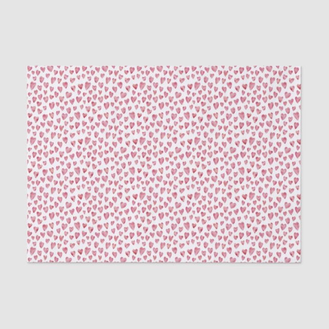 Pink watercolor love heart tissue paper (Front)