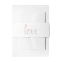 Pink watercolor love invitation belly bands