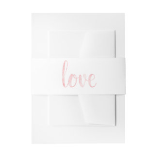Pink watercolor love invitation belly bands band