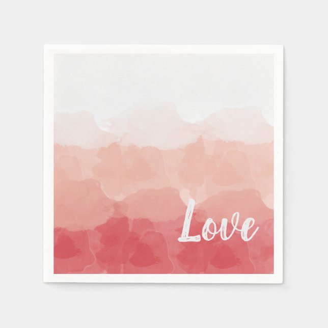 Pink Watercolor Love Napkin (Front)