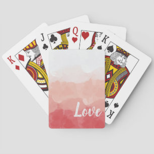 Pink Watercolor Love Playing Cards