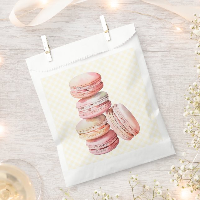 Pink Watercolor Macaron Favour Bags (Clipped)