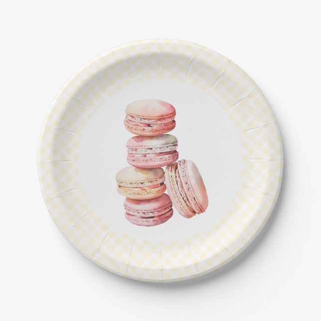 Pink Watercolor Macaron Paper Plate (Front)