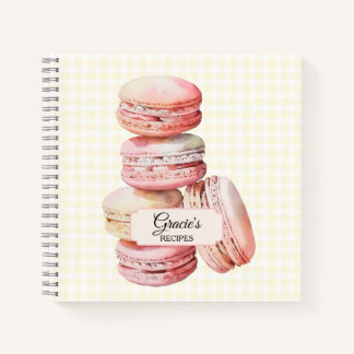 Pink Watercolor Macaron Recipe Notebook