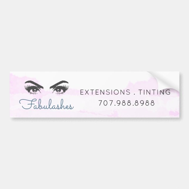 Pink Watercolor Makeup Artist Business Promotional Bumper Sticker (Front)