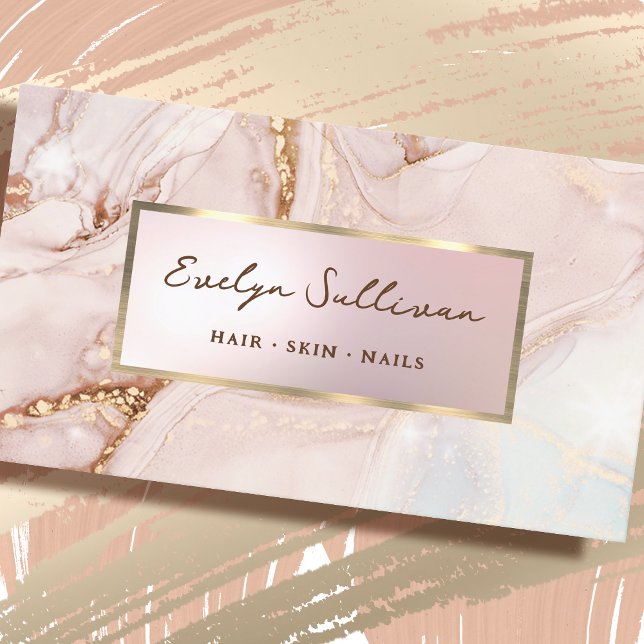 Pink watercolor marble business card (Creator Uploaded)