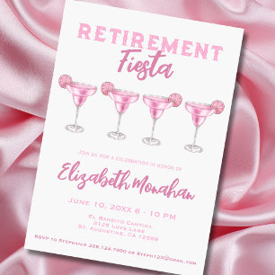 Pink Watercolor Margarita Fiesta Retirement Invitation