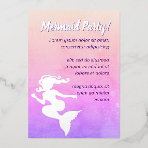 Pink Watercolor Mermaid Foil Invitation