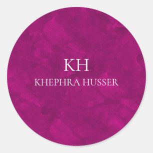 Pink Watercolor Monogram Classic Round Sticker